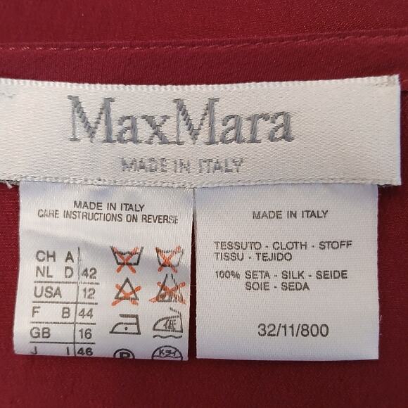 Max Mara SZ 12 Raspberry 100% Silk Cap Sleeve Blouse - Picture 8 of 8